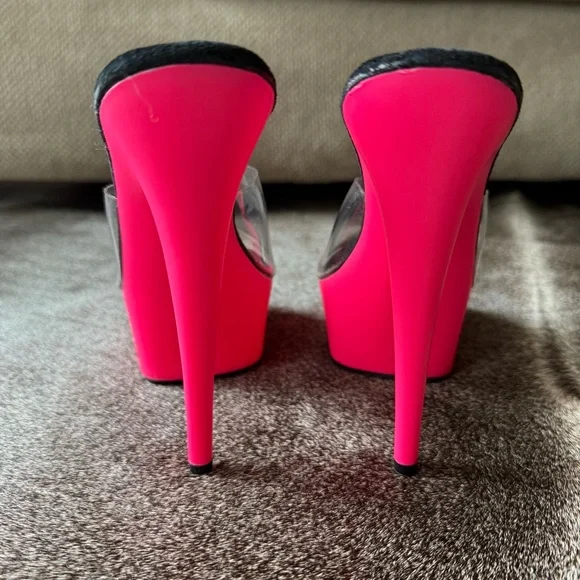Adore-701UV Pink Platform Mules - Picture 4 of 9